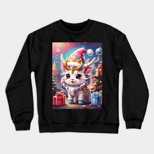 Cute Christmas Reindeer with Gifts and Ornaments Crewneck Sweatshirt